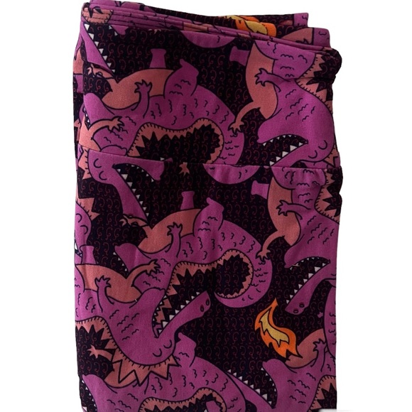 🦄New TC LuLaRoe Leggings Pink Purple Dragon Dinosaur Crocodile Alligator 🦄 - Picture 2 of 8